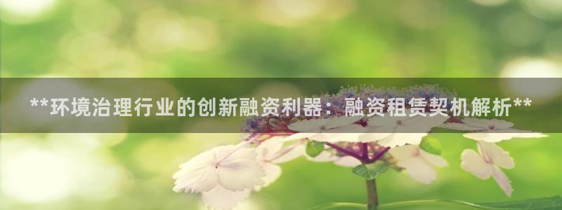 k8凯发|**环境治理行业的创新融资利器：融资租赁契机解析**